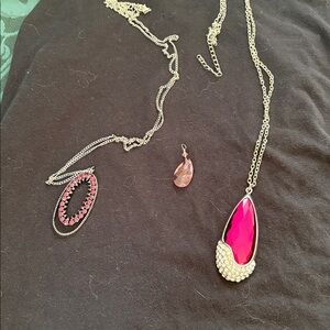 Chic Silver and Red Teardrop Pendant Necklace x2 and necklace pendant